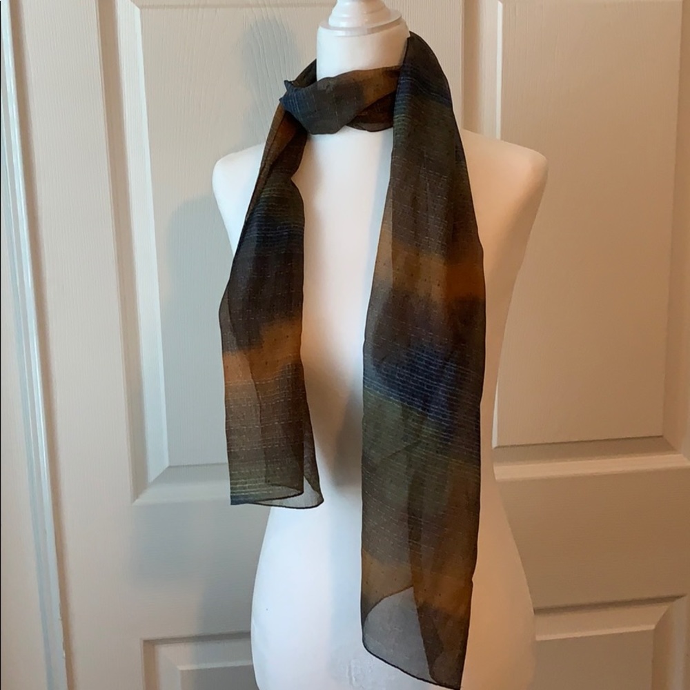 Vintage sheer Head/neck scarf multicolor pattern